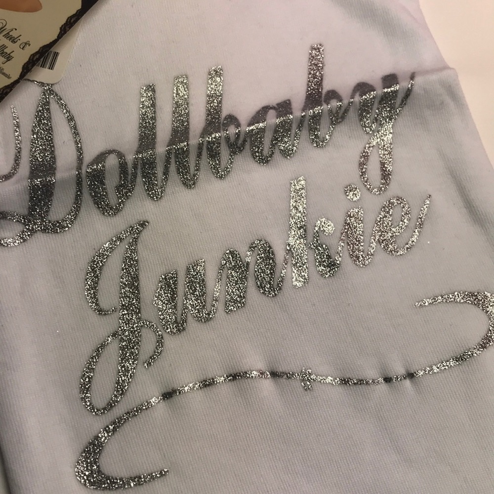 wheels and Dollbaby white silver tank top shirt dita Von teese wife beater sexy